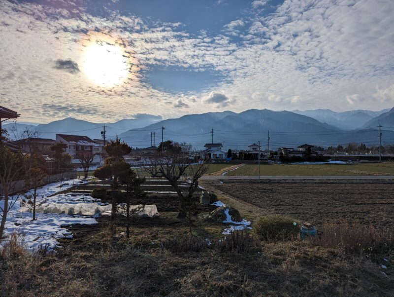 安曇追分駅からみる中央アルプス