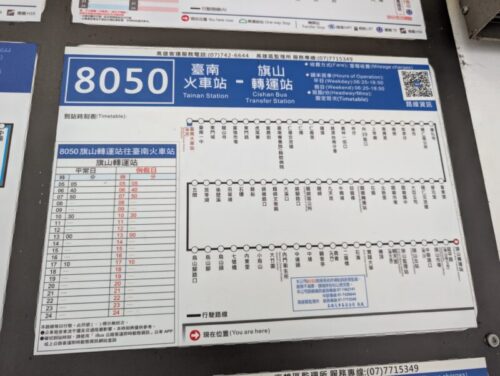 旗山駅発台南駅行バス時刻表